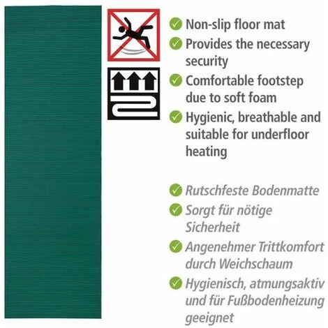 WENKO Tapis De Bain En Mousse, Tapis Salle De Bain Antidérapant, Plastique, 65x200 Cm, Vert Pétrole 4 WENKO Tapis De Bain En Mousse, Tapis Salle De Bain Antidérapant, Plastique, 65x200 Cm, Vert Pétrole – Image 2