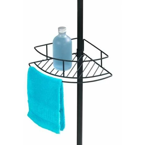 WENKO Etagère De Salle De Bain Télescopique Dolcedo, 4 Paniers De Douche D'angle, Solution Sans Perçage, Fixation Par Torsion Et Réglable En Hauteur, Acier Inoxydable, 31x65-275x23 Cm, Noir 4 WENKO Etagère De Salle De Bain Télescopique Dolcedo, 4 Paniers De Douche D'angle, Solution Sans Perçage, Fixation Par Torsion Et Réglable En Hauteur, Acier Inoxydable, 31x65-275x23 Cm, Noir – Image 2