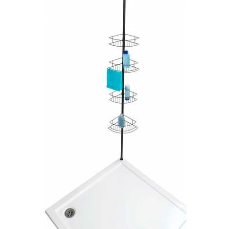 WENKO Etagère De Salle De Bain Télescopique Dolcedo, 4 Paniers De Douche D'angle, Solution Sans Perçage, Fixation Par Torsion Et Réglable En Hauteur, Acier Inoxydable, 31x65-275x23 Cm, Noir 5 WENKO Etagère De Salle De Bain Télescopique Dolcedo, 4 Paniers De Douche D'angle, Solution Sans Perçage, Fixation Par Torsion Et Réglable En Hauteur, Acier Inoxydable, 31x65-275x23 Cm, Noir – Image 3