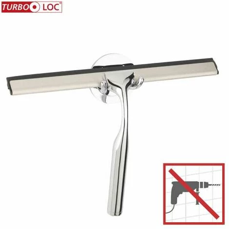 WENKO Raclette De Douche Terni Plus, Raclette Salle De Bain, Support Mural, Fixation Sans Perçage "Turbo Loc", Zinc - Lame Caoutchouc, 24,5x16,5 Cm, Brillant 4 WENKO Raclette De Douche Terni Plus, Raclette Salle De Bain, Support Mural, Fixation Sans Perçage "Turbo Loc", Zinc - Lame Caoutchouc, 24,5x16,5 Cm, Brillant – Image 2