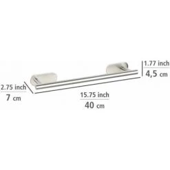 WENKO Porte Serviette Salle De Bain Mural Orea, Fixation Sans Perçage "Turbo Loc Plus", Acier Inox, 40x4,5x7 Cm, Mat -WENKO Soldes 32804276 4