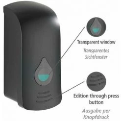 WENKO Distributeur Savon Liquide Mural Ranera L, Distributeur Gel Hydroalcoolique Mural, Sans Perçage, Capacité 740 Ml, Plastique, 10,5x24,5x10,5 Cm, Noir 9 WENKO Distributeur Savon Liquide Mural Ranera L, Distributeur Gel Hydroalcoolique Mural, Sans Perçage, Capacité 740 Ml, Plastique, 10,5x24,5x10,5 Cm, Noir -WENKO Soldes 32804278 3