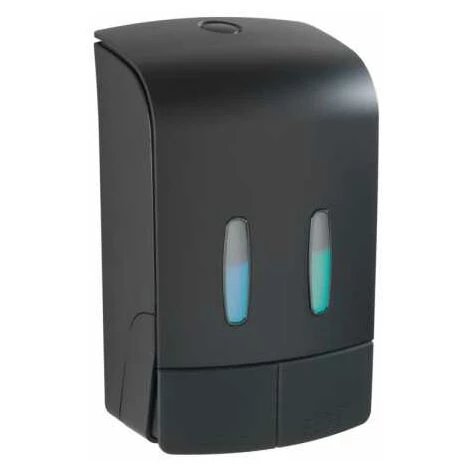 WENKO Distributeur Savon Liquide Mural Tartas, Distributeur Gel Hydroalcoolique Mural, Sans Perçage, Capacité 2x480 ml, Plastique, 14,5x24x9 Cm, Noir 3 WENKO Distributeur Savon Liquide Mural Tartas, Distributeur Gel Hydroalcoolique Mural, Sans Perçage, Capacité 2x480 ml, Plastique, 14,5x24x9 Cm, Noir