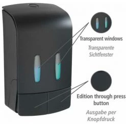 WENKO Distributeur Savon Liquide Mural Tartas, Distributeur Gel Hydroalcoolique Mural, Sans Perçage, Capacité 2x480 ml, Plastique, 14,5x24x9 Cm, Noir 9 WENKO Distributeur Savon Liquide Mural Tartas, Distributeur Gel Hydroalcoolique Mural, Sans Perçage, Capacité 2x480 ml, Plastique, 14,5x24x9 Cm, Noir -WENKO Soldes 32804281 3