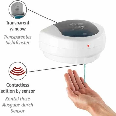 WENKO Distributeur Savon Liquide Mural Arco, Distributeur Gel Hydroalcoolique Mural Automatique Sans Contact Infrarouge, Capacité 500ml, Plastique, 20,5x10x14 Cm, Blanc 4 WENKO Distributeur Savon Liquide Mural Arco, Distributeur Gel Hydroalcoolique Mural Automatique Sans Contact Infrarouge, Capacité 500ml, Plastique, 20,5x10x14 Cm, Blanc – Image 2