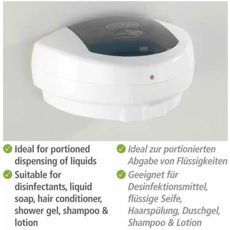 WENKO Distributeur Savon Liquide Mural Arco, Distributeur Gel Hydroalcoolique Mural Automatique Sans Contact Infrarouge, Capacité 500ml, Plastique, 20,5x10x14 Cm, Blanc 5 WENKO Distributeur Savon Liquide Mural Arco, Distributeur Gel Hydroalcoolique Mural Automatique Sans Contact Infrarouge, Capacité 500ml, Plastique, 20,5x10x14 Cm, Blanc – Image 3