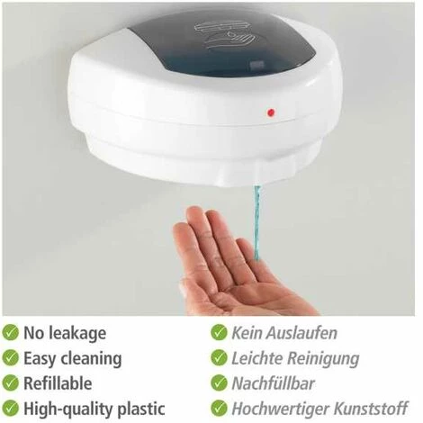 WENKO Distributeur Savon Liquide Mural Arco, Distributeur Gel Hydroalcoolique Mural Automatique Sans Contact Infrarouge, Capacité 500ml, Plastique, 20,5x10x14 Cm, Blanc 7 WENKO Distributeur Savon Liquide Mural Arco, Distributeur Gel Hydroalcoolique Mural Automatique Sans Contact Infrarouge, Capacité 500ml, Plastique, 20,5x10x14 Cm, Blanc – Image 5