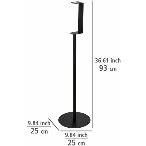 WENKO Support Pied Pour Gel Hydroalcoolique, S, Acier Inox, Ø 25x93 Cm, Noir Mat 6 WENKO Support Pied Pour Gel Hydroalcoolique, S, Acier Inox, Ø 25x93 Cm, Noir Mat – Image 4