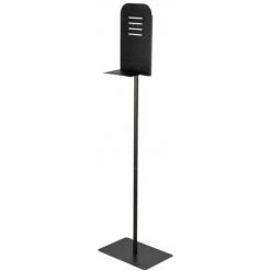 WENKO Support Pied Pour Gel Hydroalcoolique, L, Acier Inox, 40x150x27 Cm, Noir Mat