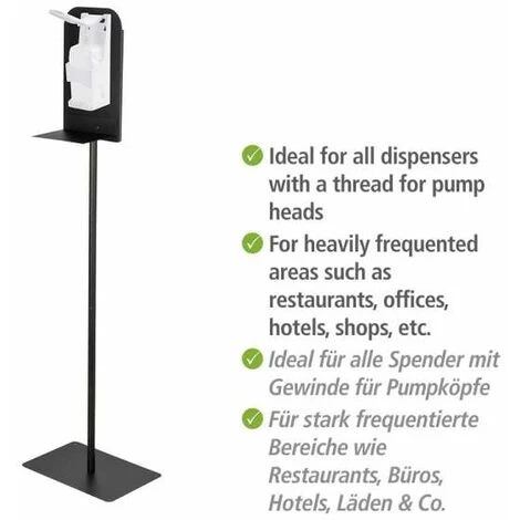 WENKO Support Pied Pour Gel Hydroalcoolique, L, Acier Inox, 40x150x27 Cm, Noir Mat 5 WENKO Support Pied Pour Gel Hydroalcoolique, L, Acier Inox, 40x150x27 Cm, Noir Mat – Image 3