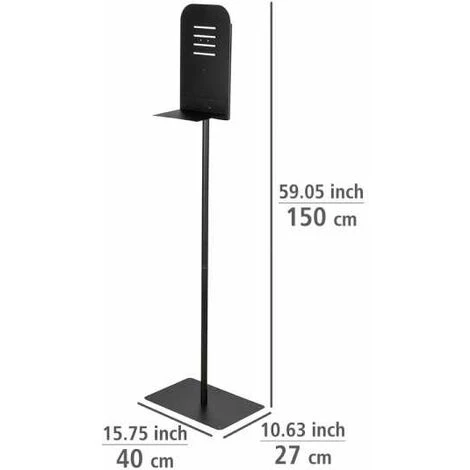 WENKO Support Pied Pour Gel Hydroalcoolique, L, Acier Inox, 40x150x27 Cm, Noir Mat 6 WENKO Support Pied Pour Gel Hydroalcoolique, L, Acier Inox, 40x150x27 Cm, Noir Mat – Image 4