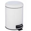 WENKO Poubelle à Pédale Leman, Petite Poubelle Salle De Bain, Capacité 5L, Acier, 21x24x28 Cm, Blanc