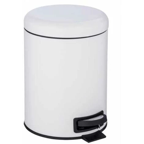 WENKO Poubelle à Pédale Leman, Petite Poubelle Salle De Bain, Capacité 5L, Acier, 21x24x28 Cm, Blanc 3 WENKO Poubelle à Pédale Leman, Petite Poubelle Salle De Bain, Capacité 5L, Acier, 21x24x28 Cm, Blanc