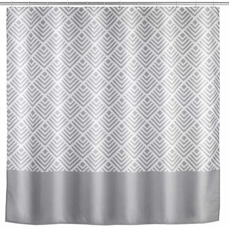 WENKO Rideau De Douche Antimoisissure Echo, Rideau De Douche Original, Lavable En Machine Et Waterproof, 12 Anneaux Rideau De Douche En Plastique Blanc Inclus, Polyester, 180x200 Cm, Gris - Blanc 3 WENKO Rideau De Douche Antimoisissure Echo, Rideau De Douche Original, Lavable En Machine Et Waterproof, 12 Anneaux Rideau De Douche En Plastique Blanc Inclus, Polyester, 180x200 Cm, Gris - Blanc