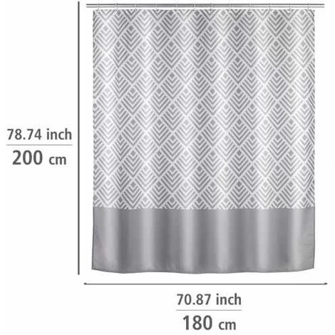 WENKO Rideau De Douche Antimoisissure Echo, Rideau De Douche Original, Lavable En Machine Et Waterproof, 12 Anneaux Rideau De Douche En Plastique Blanc Inclus, Polyester, 180x200 Cm, Gris - Blanc 7 WENKO Rideau De Douche Antimoisissure Echo, Rideau De Douche Original, Lavable En Machine Et Waterproof, 12 Anneaux Rideau De Douche En Plastique Blanc Inclus, Polyester, 180x200 Cm, Gris - Blanc – Image 5