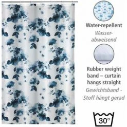 WENKO Rideau De Douche Antimoisissure Rose Bleu, Rideau De Douche Original, Lavable En Machine Et Waterproof, 12 Anneaux Rideau De Douche En Plastique Blanc Inclus, Polyester, 180x200 Cm, Bleu - Blanc 9 WENKO Rideau De Douche Antimoisissure Rose Bleu, Rideau De Douche Original, Lavable En Machine Et Waterproof, 12 Anneaux Rideau De Douche En Plastique Blanc Inclus, Polyester, 180x200 Cm, Bleu - Blanc -WENKO Soldes 32804293 3