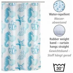 WENKO Rideau De Douche Antimoisissure Lagoa, Rideau De Douche Original, Lavable En Machine Et Waterproof, 12 Anneaux Rideau De Douche En Plastique Blanc Inclus, Polyester, 180x200 Cm, Bleu - Blanc 9 WENKO Rideau De Douche Antimoisissure Lagoa, Rideau De Douche Original, Lavable En Machine Et Waterproof, 12 Anneaux Rideau De Douche En Plastique Blanc Inclus, Polyester, 180x200 Cm, Bleu - Blanc -WENKO Soldes 32804294 3