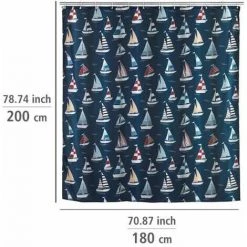 WENKO Rideau De Douche Original Regatta, Rideau De Douche 180x200 Cm, Lavable En Machine Et Waterproof, 12 Anneaux Rideau De Douche En Plastique Blanc Inclus, Polyester, 180x200 Cm, Multicolore 11 WENKO Rideau De Douche Original Regatta, Rideau De Douche 180x200 Cm, Lavable En Machine Et Waterproof, 12 Anneaux Rideau De Douche En Plastique Blanc Inclus, Polyester, 180x200 Cm, Multicolore -WENKO Soldes 32804295 5