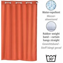 WENKO Rideau De Douche Comfort Flex, Rideau De Douche 180x200 Cm, Lavable En Machine Et Imperméable à L'eau, 10 Anneaux Rideau De Douche Intégrés, 100% Polyester, 180x200 Cm, Terracotta -WENKO Soldes 32804297 3