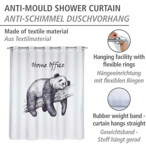 WENKO Rideau De Douche Antimoisissure Home Office Comfort Flex, Rideau De Douche Original, Lavable En Machine Et Waterproof, 10 Anneaux Rideau De Douche Intégrés, Polyester, 180x200 Cm, Noir - Blanc 4 WENKO Rideau De Douche Antimoisissure Home Office Comfort Flex, Rideau De Douche Original, Lavable En Machine Et Waterproof, 10 Anneaux Rideau De Douche Intégrés, Polyester, 180x200 Cm, Noir - Blanc – Image 2