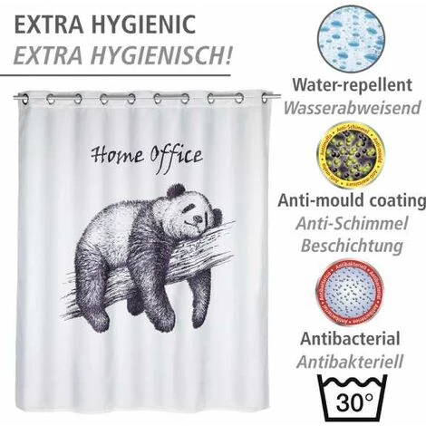 WENKO Rideau De Douche Antimoisissure Home Office Comfort Flex, Rideau De Douche Original, Lavable En Machine Et Waterproof, 10 Anneaux Rideau De Douche Intégrés, Polyester, 180x200 Cm, Noir - Blanc 5 WENKO Rideau De Douche Antimoisissure Home Office Comfort Flex, Rideau De Douche Original, Lavable En Machine Et Waterproof, 10 Anneaux Rideau De Douche Intégrés, Polyester, 180x200 Cm, Noir - Blanc – Image 3
