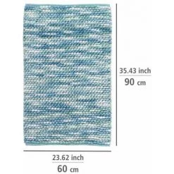 WENKO Tapis De Bain Urdu, Tapis Salle De Bain Anitdérapant, Coton Mélangé, 60x90 Cm, Aqua -WENKO Soldes 32804302 4