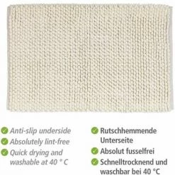 WENKO Tapis De Bain Urdu, Tapis Salle De Bain Anitdérapant, Coton Mélangé, 60x90 Cm, Ecru -WENKO Soldes 32804303 3