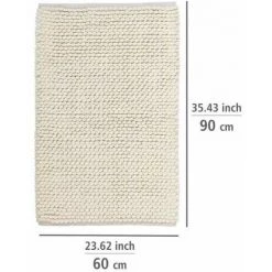 WENKO Tapis De Bain Urdu, Tapis Salle De Bain Anitdérapant, Coton Mélangé, 60x90 Cm, Ecru -WENKO Soldes 32804303 4