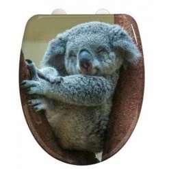 WENKO Abattant WC Original Koala, Abattant WC Avec Frein De Chute "easy Close", Fixation Acier Inox "fix Clip", Duroplastique, 38x45 Cm, Multicolore