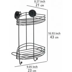 WENKO Etagère D'angle Salle De Bain Murale, 2 Paniers De Douche Fixation Sans Perçage "Vacuum Loc Plus", Repositionnable Sans Laisser De Trace, Esprit Loft, Acier Verni, 23x43x21 Cm, Noir 11 WENKO Etagère D'angle Salle De Bain Murale, 2 Paniers De Douche Fixation Sans Perçage "Vacuum Loc Plus", Repositionnable Sans Laisser De Trace, Esprit Loft, Acier Verni, 23x43x21 Cm, Noir -WENKO Soldes 32804321 5