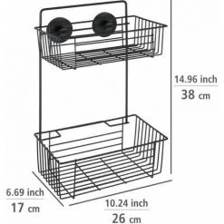 WENKO Etagère Murale Salle De Bain Sans Perçage Bari, 2 Paniers De Douche Fixation Sans Perçage "Vacuum Loc Plus", Hauteur Idéale Pour Les Gels Douche, Esprit Loft, Acier Verni, 26x38x17 Cm, Noir 11 WENKO Etagère Murale Salle De Bain Sans Perçage Bari, 2 Paniers De Douche Fixation Sans Perçage "Vacuum Loc Plus", Hauteur Idéale Pour Les Gels Douche, Esprit Loft, Acier Verni, 26x38x17 Cm, Noir -WENKO Soldes 32804324 5