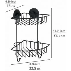 WENKO Etagère D'angle Douche Salle De Bain Murale Bari, 2 Paniers De Douche, Fixation Sans Perçage "Vacuum Loc Plus", Repositionnable Sans Laisser De Trace, Esprit Loft, Acier, 22,5x29,5x16 Cm, Noir 11 WENKO Etagère D'angle Douche Salle De Bain Murale Bari, 2 Paniers De Douche, Fixation Sans Perçage "Vacuum Loc Plus", Repositionnable Sans Laisser De Trace, Esprit Loft, Acier, 22,5x29,5x16 Cm, Noir -WENKO Soldes 32804329 5