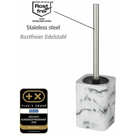 WENKO Brosse WC Desio, Brosse WC Noire, Polyrésine Effet Marbre, 10,1x36,5x10,1 Cm, Gris - Blanc 4 WENKO Brosse WC Desio, Brosse WC Noire, Polyrésine Effet Marbre, 10,1x36,5x10,1 Cm, Gris - Blanc – Image 2