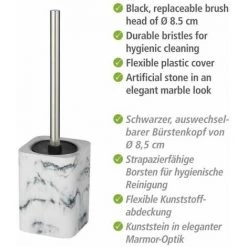 WENKO Brosse WC Desio, Brosse WC Noire, Polyrésine Effet Marbre, 10,1x36,5x10,1 Cm, Gris - Blanc 9 WENKO Brosse WC Desio, Brosse WC Noire, Polyrésine Effet Marbre, 10,1x36,5x10,1 Cm, Gris - Blanc -WENKO Soldes 32804334 3