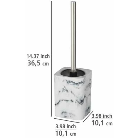 WENKO Brosse WC Desio, Brosse WC Noire, Polyrésine Effet Marbre, 10,1x36,5x10,1 Cm, Gris - Blanc 6 WENKO Brosse WC Desio, Brosse WC Noire, Polyrésine Effet Marbre, 10,1x36,5x10,1 Cm, Gris - Blanc – Image 4