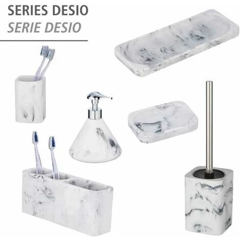 WENKO Brosse WC Desio, Brosse WC Noire, Polyrésine Effet Marbre, 10,1x36,5x10,1 Cm, Gris - Blanc 7 WENKO Brosse WC Desio, Brosse WC Noire, Polyrésine Effet Marbre, 10,1x36,5x10,1 Cm, Gris - Blanc – Image 5