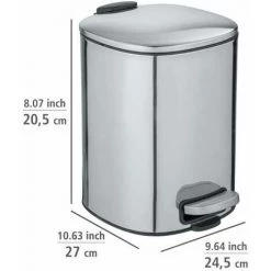 WENKO Poubelle à Pédale Alassio, Petite Poubelle Salle De Bain, Capacité 5L, Acier, 24,5x20,5x27 Cm, Brillant 10 WENKO Poubelle à Pédale Alassio, Petite Poubelle Salle De Bain, Capacité 5L, Acier, 24,5x20,5x27 Cm, Brillant -WENKO Soldes 32804339 4