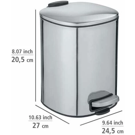 WENKO Poubelle à Pédale Alassio, Petite Poubelle Salle De Bain, Capacité 5L, Acier, 24,5x20,5x27 Cm, Brillant 6 WENKO Poubelle à Pédale Alassio, Petite Poubelle Salle De Bain, Capacité 5L, Acier, 24,5x20,5x27 Cm, Brillant – Image 4