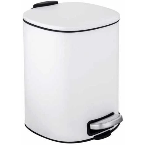 WENKO Poubelle à Pédale Alassio, Petite Poubelle Salle De Bain, Capacité 5L, Acier, 24,5x20,5x27 Cm, Blanc 3 WENKO Poubelle à Pédale Alassio, Petite Poubelle Salle De Bain, Capacité 5L, Acier, 24,5x20,5x27 Cm, Blanc