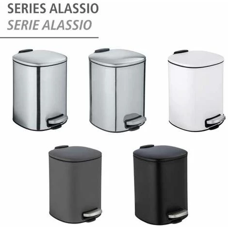 WENKO Poubelle à Pédale Alassio, Petite Poubelle Salle De Bain, Capacité 5L, Acier, 24,5x20,5x27 Cm, Blanc 7 WENKO Poubelle à Pédale Alassio, Petite Poubelle Salle De Bain, Capacité 5L, Acier, 24,5x20,5x27 Cm, Blanc – Image 5