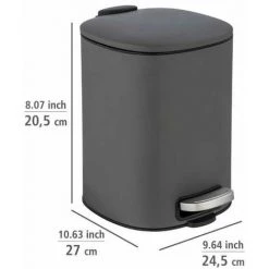 WENKO Poubelle à Pédale Alassio, Petite Poubelle Salle De Bain, Capacité 5L, Acier, 24,5x20,5x27 Cm, Gris 10 WENKO Poubelle à Pédale Alassio, Petite Poubelle Salle De Bain, Capacité 5L, Acier, 24,5x20,5x27 Cm, Gris -WENKO Soldes 32804344 4