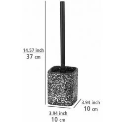 WENKO Brosse WC Terrazzo, Brosse WC Noire, Polyrésine Aspect Mosaique, 10x37x10 Cm, Noir - Blanc -WENKO Soldes 32804355 4