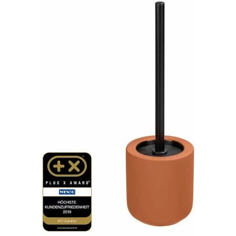 WENKO Porte Brosse WC Avellino, Brosse WC Noire, Céramique Avec Surface Agrippante Soft-Touch, Ø 11,5x40 Cm, Terracotta 4 WENKO Porte Brosse WC Avellino, Brosse WC Noire, Céramique Avec Surface Agrippante Soft-Touch, Ø 11,5x40 Cm, Terracotta – Image 2