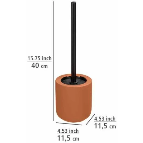 WENKO Porte Brosse WC Avellino, Brosse WC Noire, Céramique Avec Surface Agrippante Soft-Touch, Ø 11,5x40 Cm, Terracotta 6 WENKO Porte Brosse WC Avellino, Brosse WC Noire, Céramique Avec Surface Agrippante Soft-Touch, Ø 11,5x40 Cm, Terracotta – Image 4