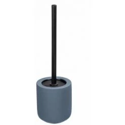 WENKO Porte Brosse WC Avellino, Brosse WC Noire, Céramique Avec Surface Agrippante Soft-Touch, Ø 11,5x40 Cm, Bleu
