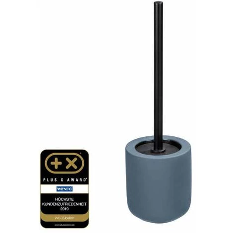 WENKO Porte Brosse WC Avellino, Brosse WC Noire, Céramique Avec Surface Agrippante Soft-Touch, Ø 11,5x40 Cm, Bleu 4 WENKO Porte Brosse WC Avellino, Brosse WC Noire, Céramique Avec Surface Agrippante Soft-Touch, Ø 11,5x40 Cm, Bleu – Image 2