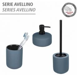 WENKO Porte Brosse WC Avellino, Brosse WC Noire, Céramique Avec Surface Agrippante Soft-Touch, Ø 11,5x40 Cm, Bleu 11 WENKO Porte Brosse WC Avellino, Brosse WC Noire, Céramique Avec Surface Agrippante Soft-Touch, Ø 11,5x40 Cm, Bleu -WENKO Soldes 32804364 5