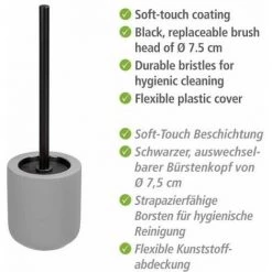 WENKO Porte Brosse WC Avellino, Brosse WC Noire, Céramique Avec Surface Agrippante Soft-Touch, Ø 11,5x40 Cm, Gris Mat 9 WENKO Porte Brosse WC Avellino, Brosse WC Noire, Céramique Avec Surface Agrippante Soft-Touch, Ø 11,5x40 Cm, Gris Mat -WENKO Soldes 32804367 3