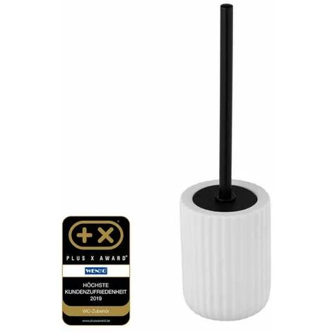 WENKO Porte Brosse WC Belluno, Brosse WC Noire, Céramique "soft Touch", Ø 11,5x42 Cm, Blanc 4 WENKO Porte Brosse WC Belluno, Brosse WC Noire, Céramique "soft Touch", Ø 11,5x42 Cm, Blanc – Image 2