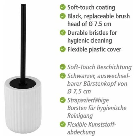 WENKO Porte Brosse WC Belluno, Brosse WC Noire, Céramique "soft Touch", Ø 11,5x42 Cm, Blanc 5 WENKO Porte Brosse WC Belluno, Brosse WC Noire, Céramique "soft Touch", Ø 11,5x42 Cm, Blanc – Image 3